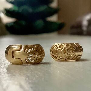 Vintage 14K Gold Chunky Filigree Huggie Earrings